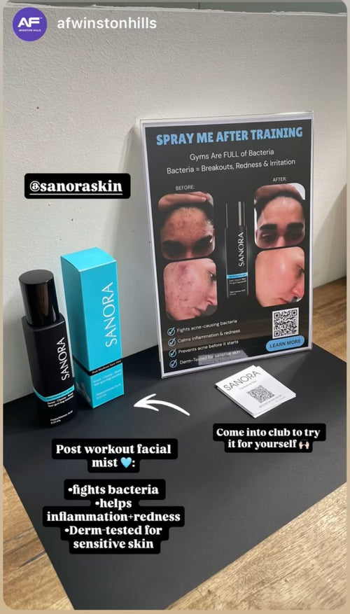 Sanora hygiene station stocked in an Australian Anytime Fitness gym